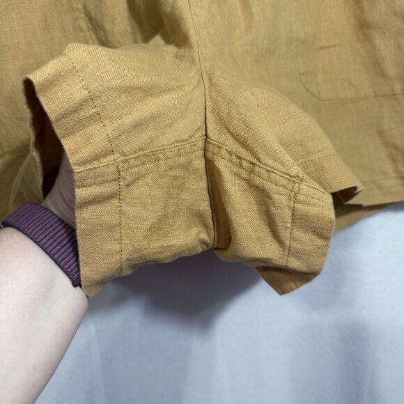 Garnet Hill 100% Linen Mustard Yellow Coastal Pull On 4" Inseam Shorts Womens 18 - Picture 5 of 7